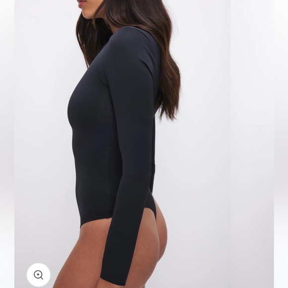 Good American Sz 0 / XL Black Bodysuit Scuba Crew Minimalist Classic Long sleeve - Picture 3 of 8